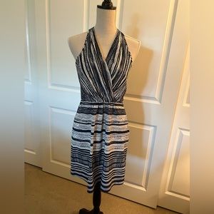 ❤️💙💛 Athleta Blue White Stripe Halter Midi Sun Dress Size 8